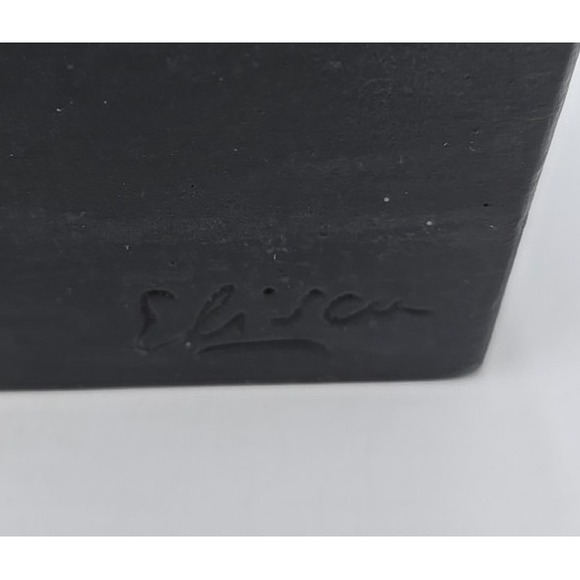 Frank‎ Eliscu signed Olive Green Owl Sculpture and base "Owl Mother And Chick" - Picture 8 of 12